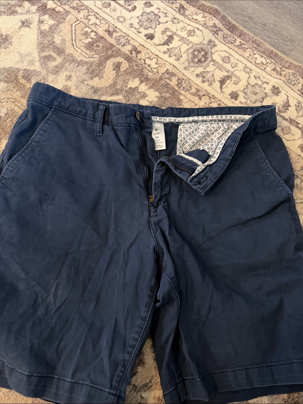 Men's Navy Flat-Front Cotton Shorts - Tailored Everyday
